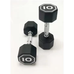 Rubber Coated Octagon Shaped Dumbbells | Apollo Athletics (IR3920) 6 Rubber Coated Octagon Shaped Dumbbells | Apollo Athletics (IR3920) -Detecto Sales 3920 10 lb 2 1 min