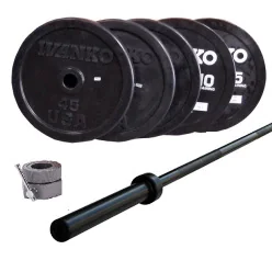 305 Lb. Olympic Bumper Plate Packages With Weightlifting Bar And Collars – Ivanko (OBP-305LB)