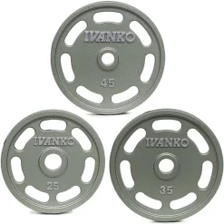 E-Z Lift Iron Olympic Plates With Slotted Grips – Ivanko (OMEZS)