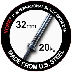 7' North American Made 1,500 Lb. Capacity Olympic Bar -- York (32120)