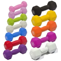 Brightly Colored Neoprene Dumbbell Pairs And Light Sets – Body-Solid (BSTND) -Detecto Sales body solid bstnd neoprene dumbbell set