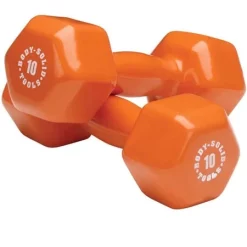 Color Coded Vinyl Dumbbell Pairs And Light Sets – Body-Solid (BSTVD) -Detecto Sales body solid bstvd10 vinyl dumbbells