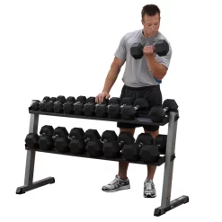 2-Tier Horizontal Hex Dumbbell Rack – Body-Solid (GDR60) -Detecto Sales body solid gdr60 dumbbell rack exercise