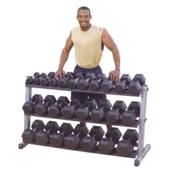 3-Tier Horizontal Hex Dumbbell Rack – Body-Solid (GDR60-GDRT6) 9 3-Tier Horizontal Hex Dumbbell Rack – Body-Solid (GDR60-GDRT6) -Detecto Sales body solid gdr60 gdrt6 rack size