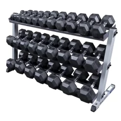 3-Tier Horizontal Hex Dumbbell Rack – Body-Solid (GDR60-GDRT6)