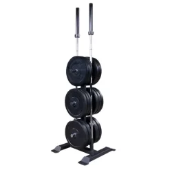 Commercial Weight Tree With Bar Storage For Olympic Plates And Bumper Plates – Body-Solid (GWT56)