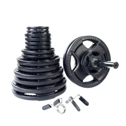 Body-Solid Rubber Grip Olympic Weight Set With Olympic Bar – Body-Solid (OSR) -Detecto Sales body solid osr400s olympic set