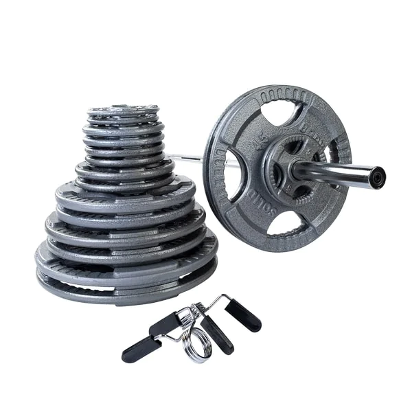 Cast Iron Steel Grip Olympic Weight Set With Olympic Bar – Body-Solid (OSTS) 3 Cast Iron Steel Grip Olympic Weight Set With Olympic Bar – Body-Solid (OSTS) - Image 3