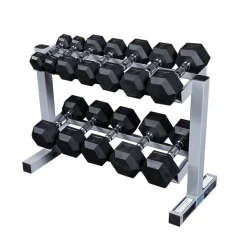 Powerline Compact 2-Tier Hex Dumbbell Rack – Body-Solid (PDR282X)
