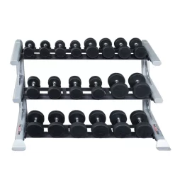 Pro ClubLine Commercial 3-Tier Saddle Dumbbell Rack – Body-Solid (SDKR1000SD)
