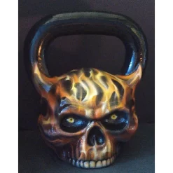 Skullbell Kettlebell (Single) - Skull Kettlebell -- Ironskull Fitness (SKULL-BELL) -Detecto Sales ironskullfitnessskullbellyellowflames