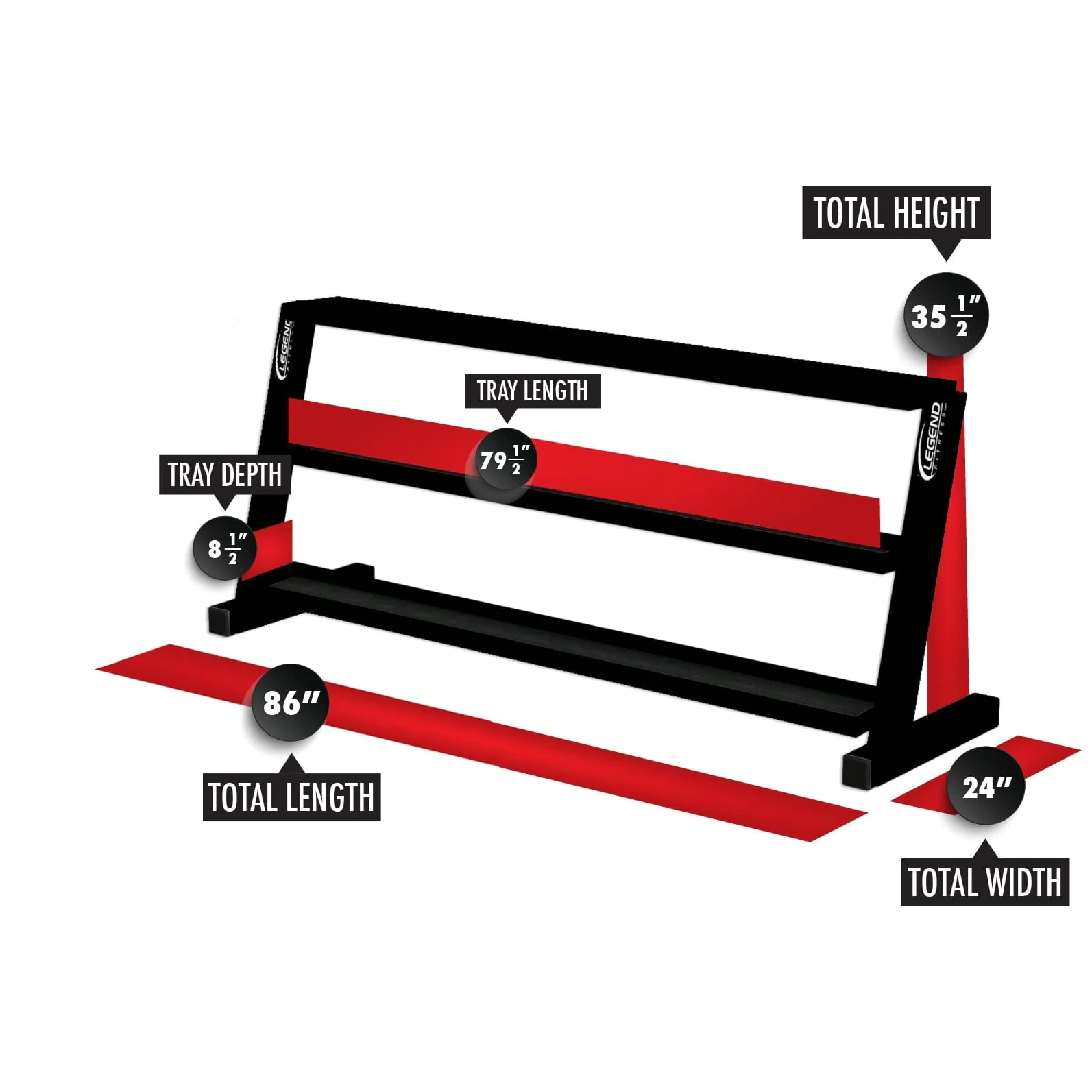 Long Three-Tier Kettlebell Rack – Legend Fitness (3316) 2 Long Three-Tier Kettlebell Rack – Legend Fitness (3316) - Image 2