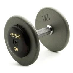 Gray Machined Pro-Fixed Weight Dumbbells With Black End Plates – Ivanko (RM/EP 1.5)