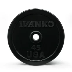 Heavy-Duty Virgin Rubber Encased Olympic Bumper Plates For Weightlifting – Ivanko (OBPX) -Detecto Sales obp xlg