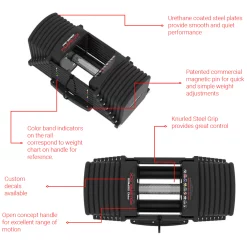 PowerBlock Pro 90 Commercial Dumbbell Set W/Stand | PowerBlock (PRO-90) -Detecto Sales powerblock pro 90 dumbbell set callouts min
