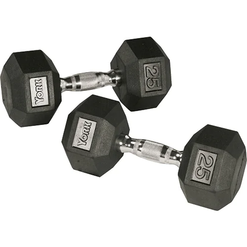 Commercial Quality Rubber Hex Dumbbell Sets – York (RHX) 1 Commercial Quality Rubber Hex Dumbbell Sets – York (RHX)