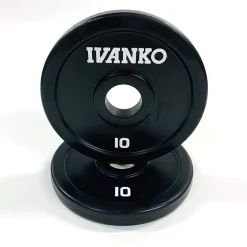 Rubber Encased Olympic Barbell Plates – Ivanko (RUBO) 10 Rubber Encased Olympic Barbell Plates – Ivanko (RUBO) -Detecto Sales rubo 10 plates with white lettering min