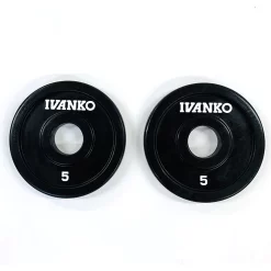 Rubber Encased Olympic Barbell Plates – Ivanko (RUBO) 8 Rubber Encased Olympic Barbell Plates – Ivanko (RUBO) -Detecto Sales rubo 5 lb pair with white lettering min