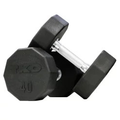 10-Sided Commercial Rubber Encased Solid Steel Dumbbell Set – TKO (829TR)